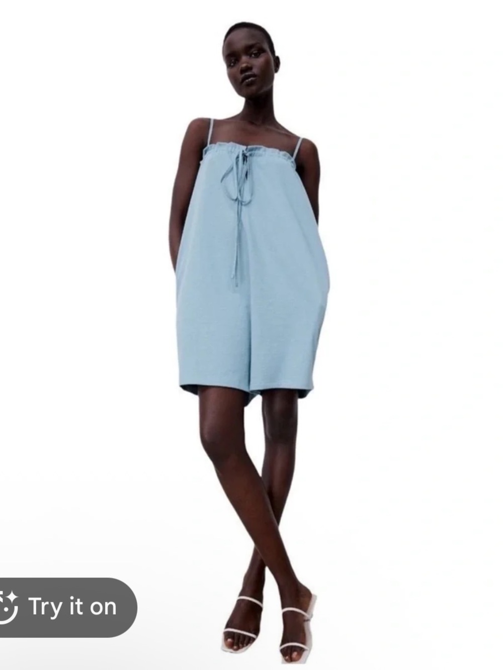 NWOT Zara Blue Spaghetti Strap Romper